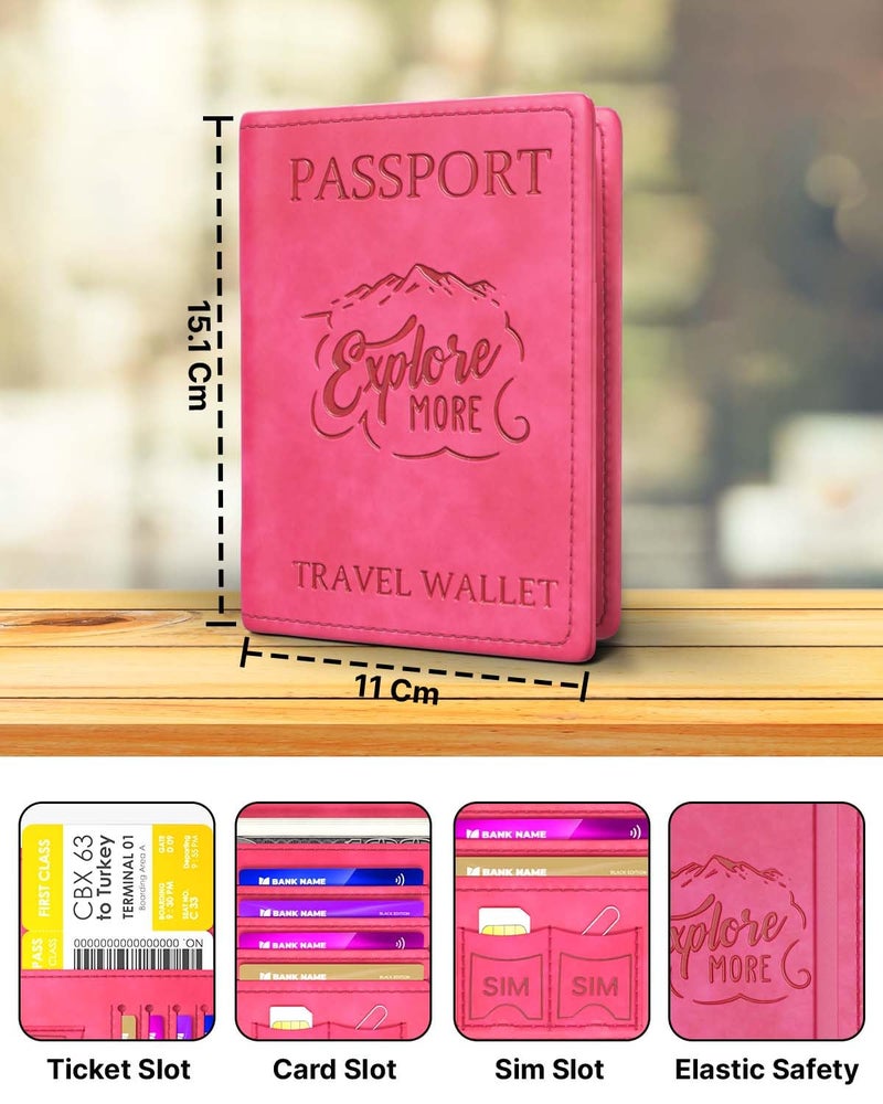 FEDUS Premium Passport Holder for Men and Women Passport Cover Case Wallet with Credit/Debit Card, ID Card, Ticket, Currency, Boarding Pass Slots, RFID Protected Travel Document Accessories Organiser - Image 2
