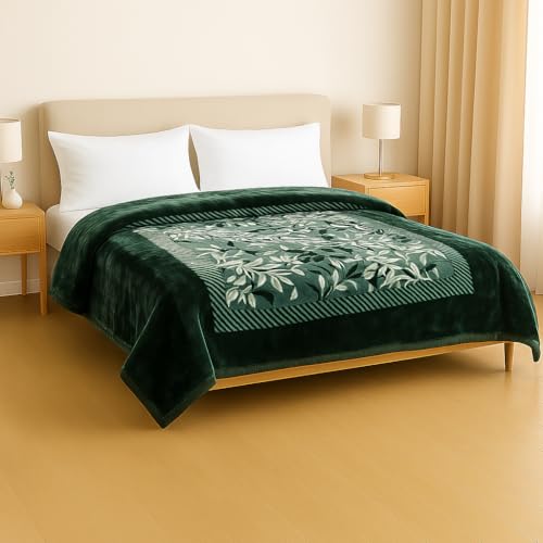 Nivasam Super Soft Semi Cloudy Mink Blanket Double Bed Ultra-Plush Heavy 2.2 kg Winter Blanket | Warm, Cozy & Durable Machine Washable Luxury Blanket for All Seasons (Forest Leaf) - Image 1