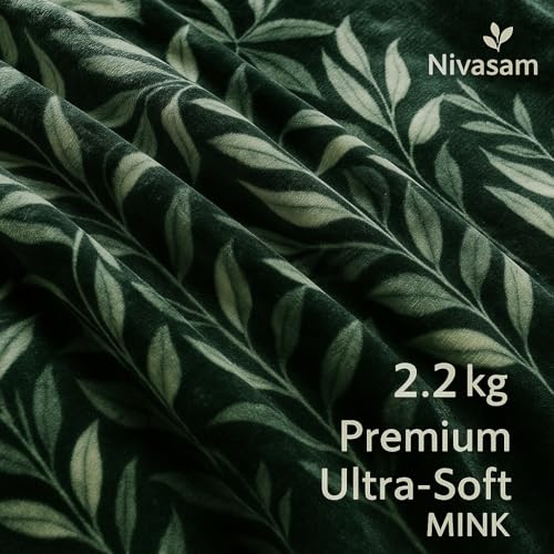 Nivasam Super Soft Semi Cloudy Mink Blanket Double Bed Ultra-Plush Heavy 2.2 kg Winter Blanket | Warm, Cozy & Durable Machine Washable Luxury Blanket for All Seasons (Forest Leaf) - Image 4