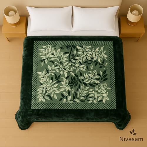 Nivasam Super Soft Semi Cloudy Mink Blanket Double Bed Ultra-Plush Heavy 2.2 kg Winter Blanket | Warm, Cozy & Durable Machine Washable Luxury Blanket for All Seasons (Forest Leaf) - Image 2