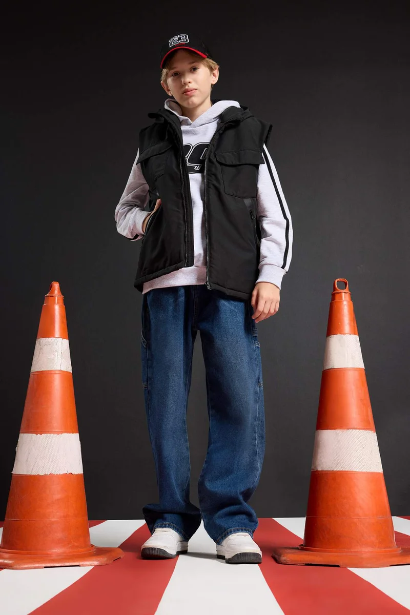 DeFacto Boy Waterproof Zip-Up Hooded Vest