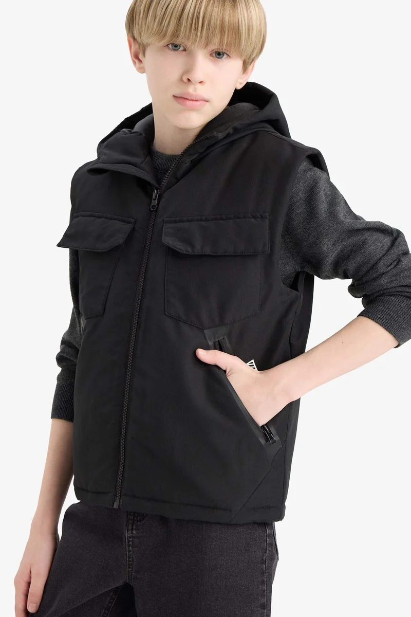 DeFacto Boy Waterproof Zip-Up Hooded Vest