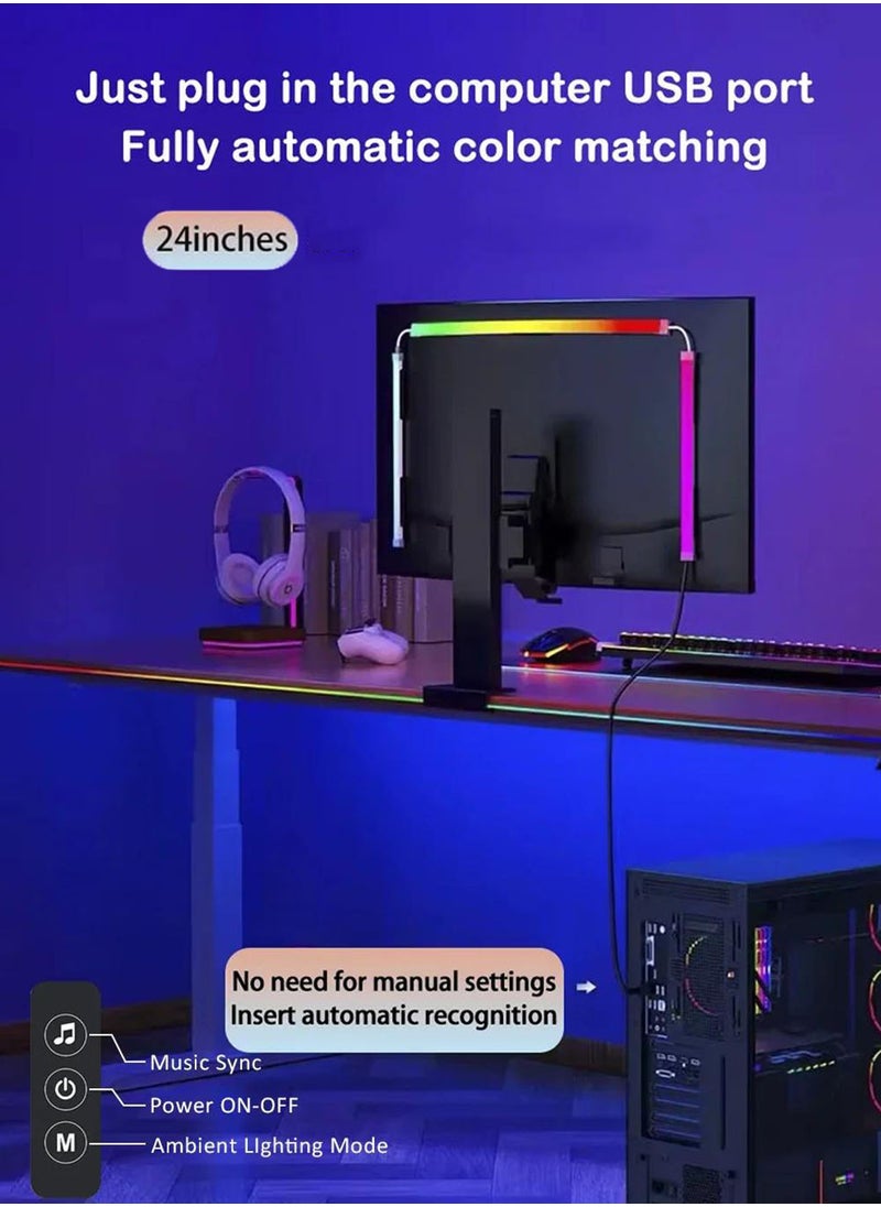 EzzySo - Monitor LED Light Strip Led Backlight 24 Inch Led Strip Lights Sync with Screen Color or Music RGB Computer Light Bar Behind Monitor Supports PC or Mac - Image 1