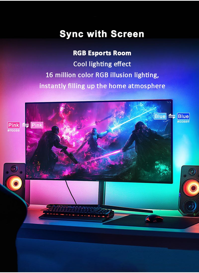EzzySo - Monitor LED Light Strip Led Backlight 24 Inch Led Strip Lights Sync with Screen Color or Music RGB Computer Light Bar Behind Monitor Supports PC or Mac - Image 1