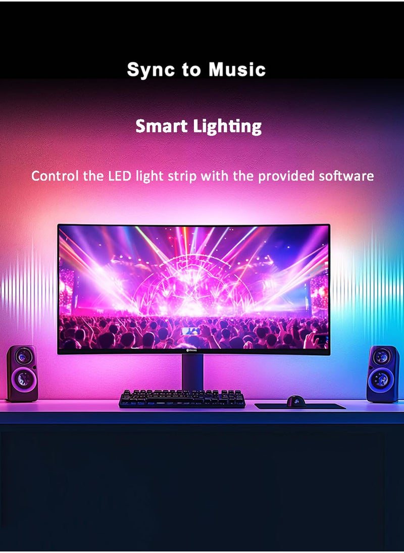 EzzySo - Monitor LED Light Strip Led Backlight 24 Inch Led Strip Lights Sync with Screen Color or Music RGB Computer Light Bar Behind Monitor Supports PC or Mac - Image 1