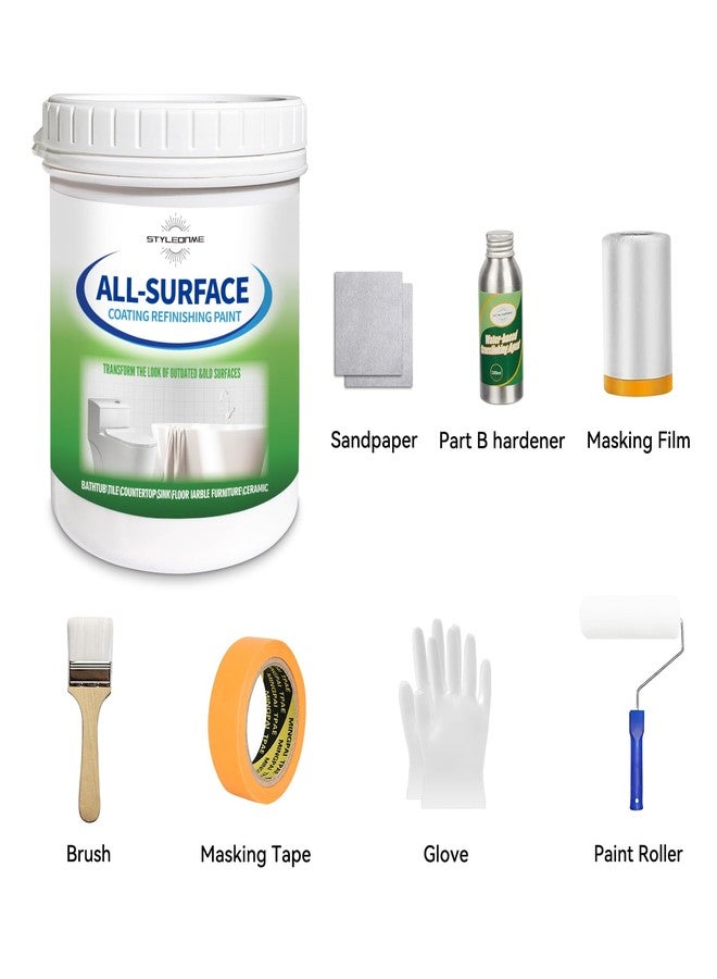 styleonme Tub and Tile Paint White, 50-60sq.ft, Bathtub Washbasin Toilet Ceramic Tile and Kitchen Countertop Refinishing, Odorless and Non-Toxic Heavy Glaze Epoxy Resin Coating - Image 5
