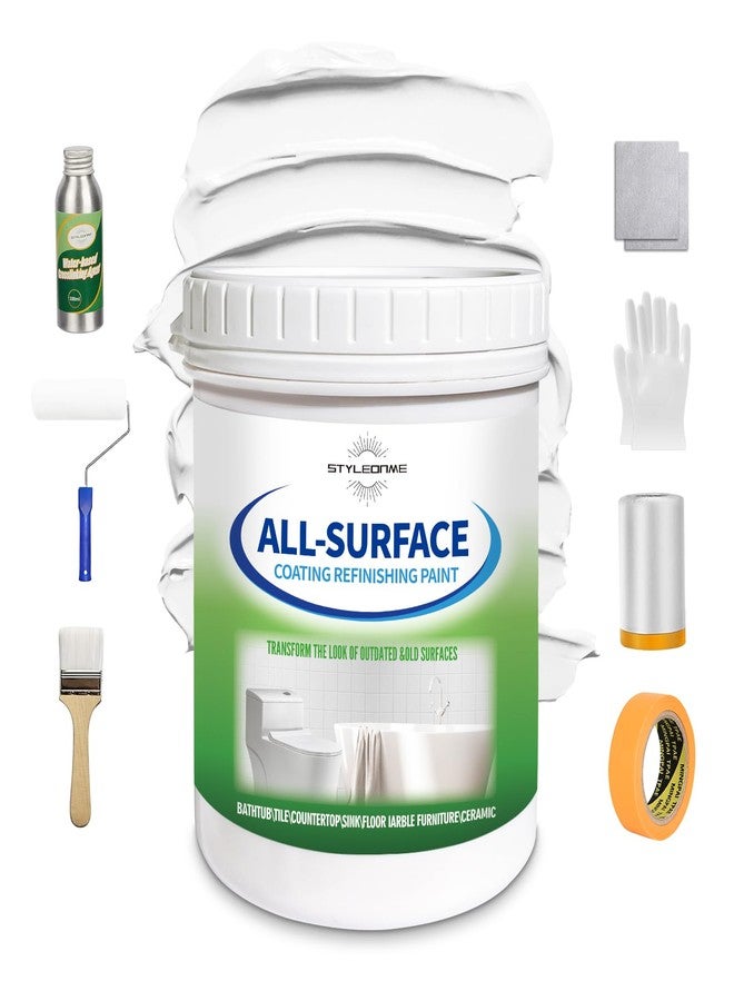 styleonme Tub and Tile Paint White, 50-60sq.ft, Bathtub Washbasin Toilet Ceramic Tile and Kitchen Countertop Refinishing, Odorless and Non-Toxic Heavy Glaze Epoxy Resin Coating - Image 1