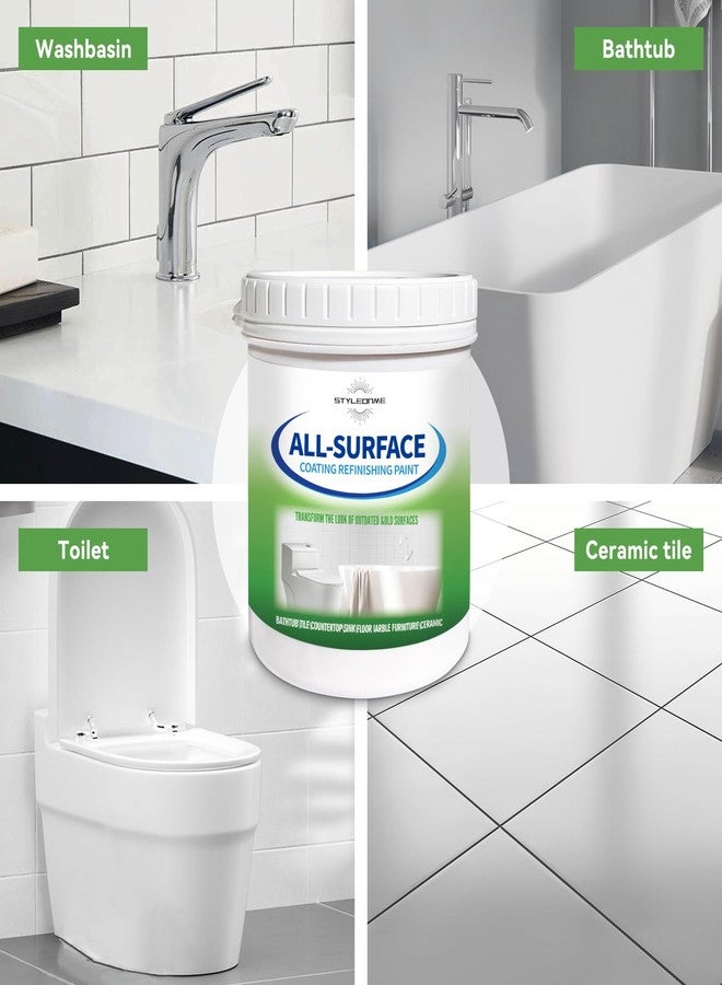 styleonme Tub and Tile Paint White, 50-60sq.ft, Bathtub Washbasin Toilet Ceramic Tile and Kitchen Countertop Refinishing, Odorless and Non-Toxic Heavy Glaze Epoxy Resin Coating - Image 3