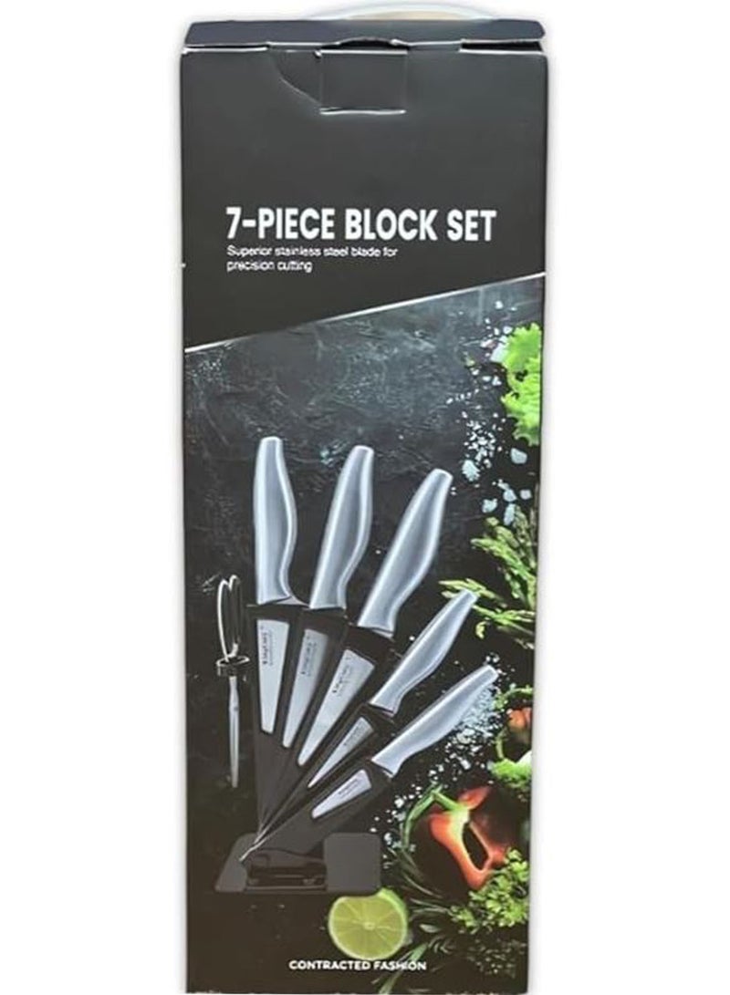 دانم مجموعة سكاكين المطبخ 7 قطع منظم أدوات المائدة من الفولاذ المقاوم للصدأ عالي الكربون المتين - Image 1