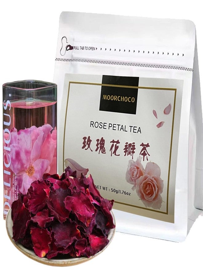 MOORCHOCO Dried Rose Petals - 1.76oz/50g - Edible Flowers Real Rose Petals - Non-GMO - Caffeine-free - Use in Tea, Baking, Crafting - Image 1