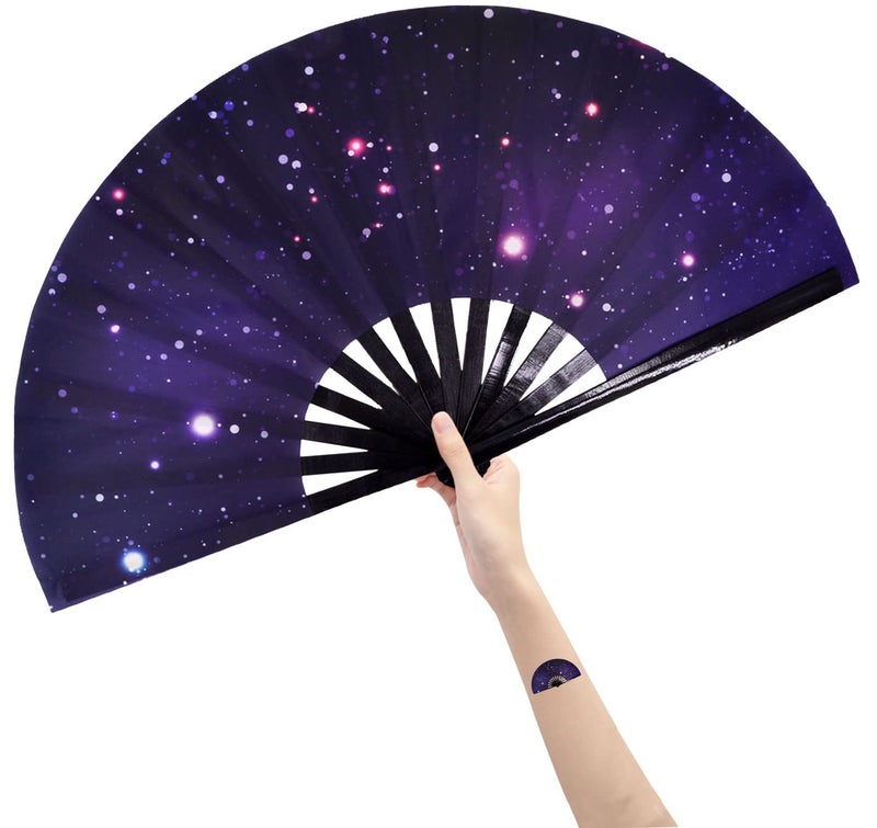 Amajiji Amajiji Large Rave Fans Folding FanHand Fan Popping Fan for Line Dancing Clacking Fans for Boots On The Ground Dance for Cooling Party Dance Decoration AM1 