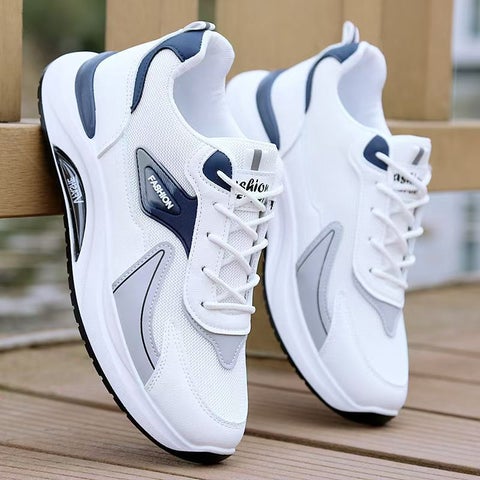 Winter Mens Shoes New Arrival fleece-lined Leather Casual sneaker Waterproof Warm Non-Slip Soft Bottom Running Shoes for Men 2305 white [mesh]