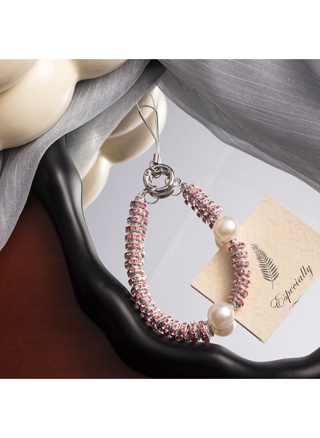 NIBEMINENT Super Cute Beaded Phone Charm – Trendy Phone Chain Wrist Strap, Shining Beads Chain Lanyard for Cell Phone 