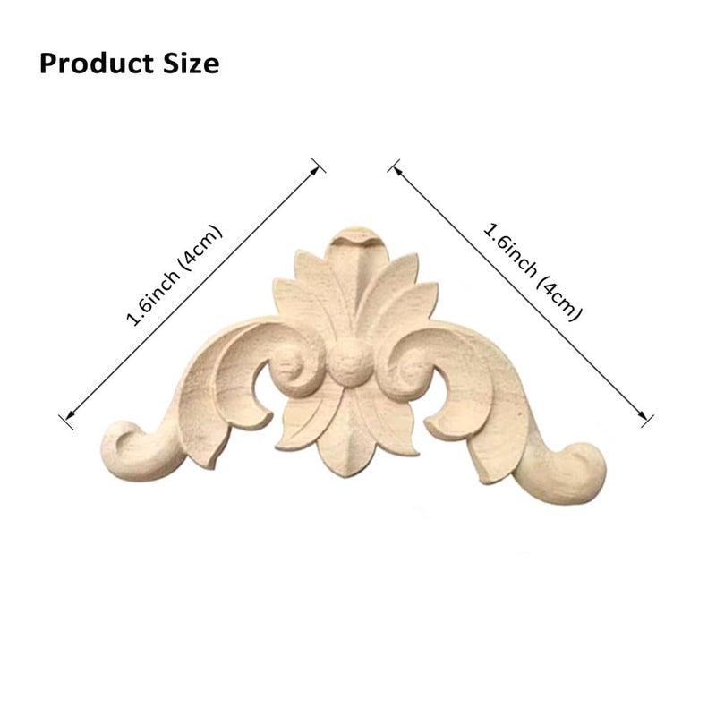 Aiminjey 20 Pcs Decorative Wood Flower Carved Appliques Corner Onlay DIY Unpainted Solid Wooden Carved Corner Decal for Furniture Wardrobe Mirror Photo Frame Closet Decoration (1.6inch) - Image 2