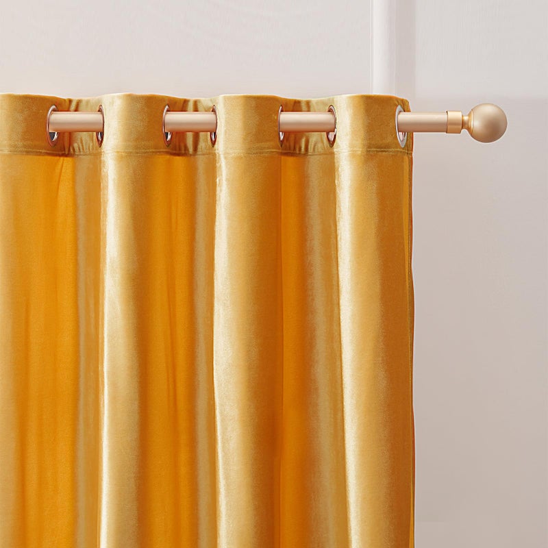 BULBUL Velvet Curtains 63 inch Length for Living Room Modern Mustard Yellow Window Drapes Darkening Grommet Curtains for Bedroom 2 Panels - Image 2