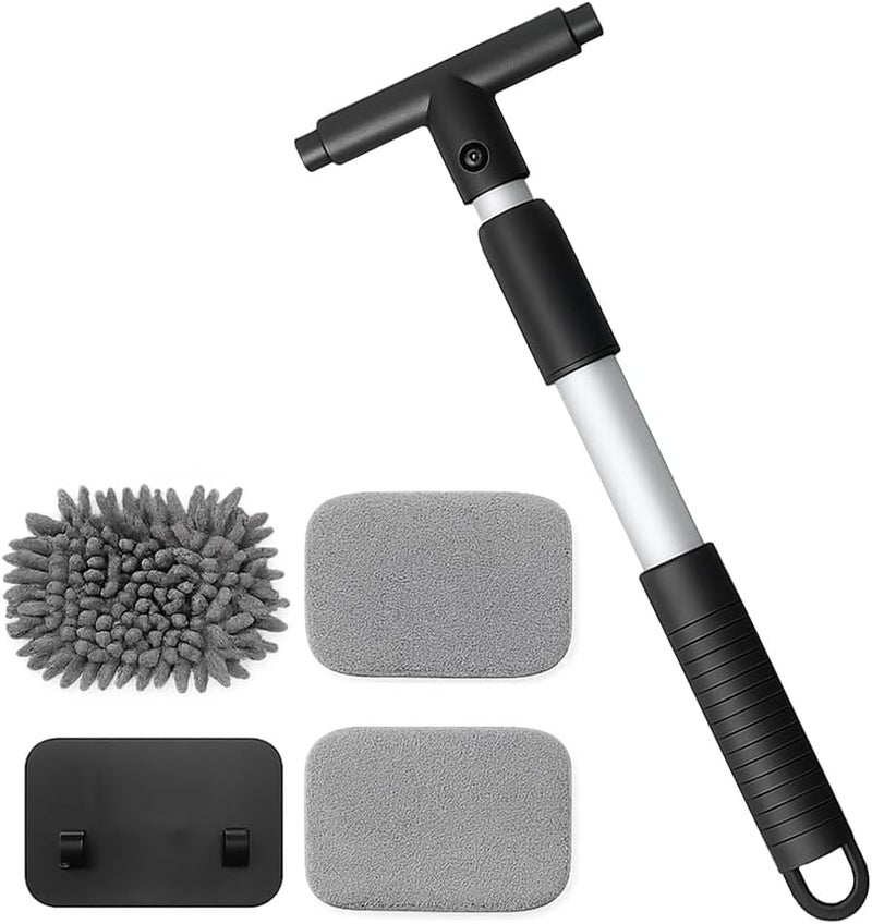Sandfren Car Windshield Cleaning Tool, Vehicle Window Cleaner with 3 Reusable Pads & Extendable Handle, Automotive Glass Wiper Wash Kit for Interior Exterior, Universal for Vehicles (Rectangular) - Image 1