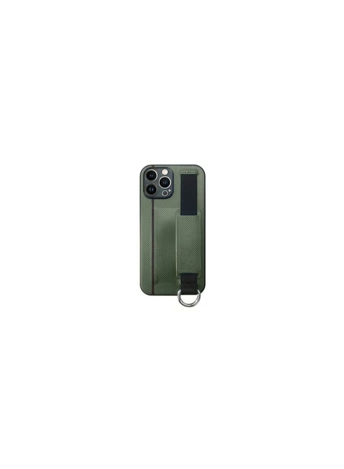 CATANES iPhone 13 Pro Case Cover with Hand Strap Finger Grip Loop and Card Holder Slot Green  - Image 1