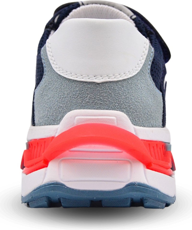 Kids A More Brice Velcro Elastic Mesh Detailed Leather Boys Sneakers Navy Blue  - Image 4