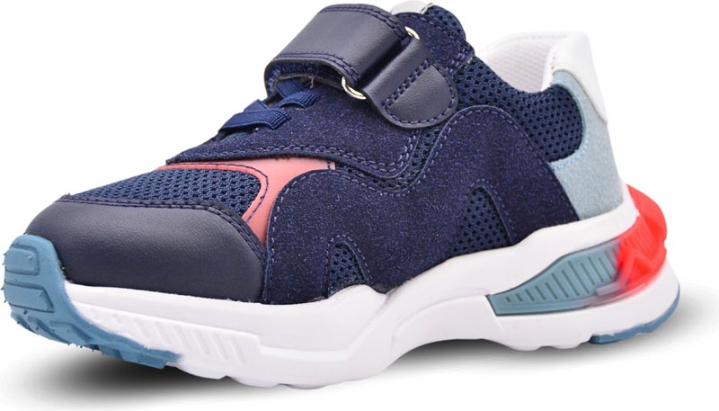 Kids A More Brice Velcro Elastic Mesh Detailed Leather Boys Sneakers Navy Blue  - Image 5