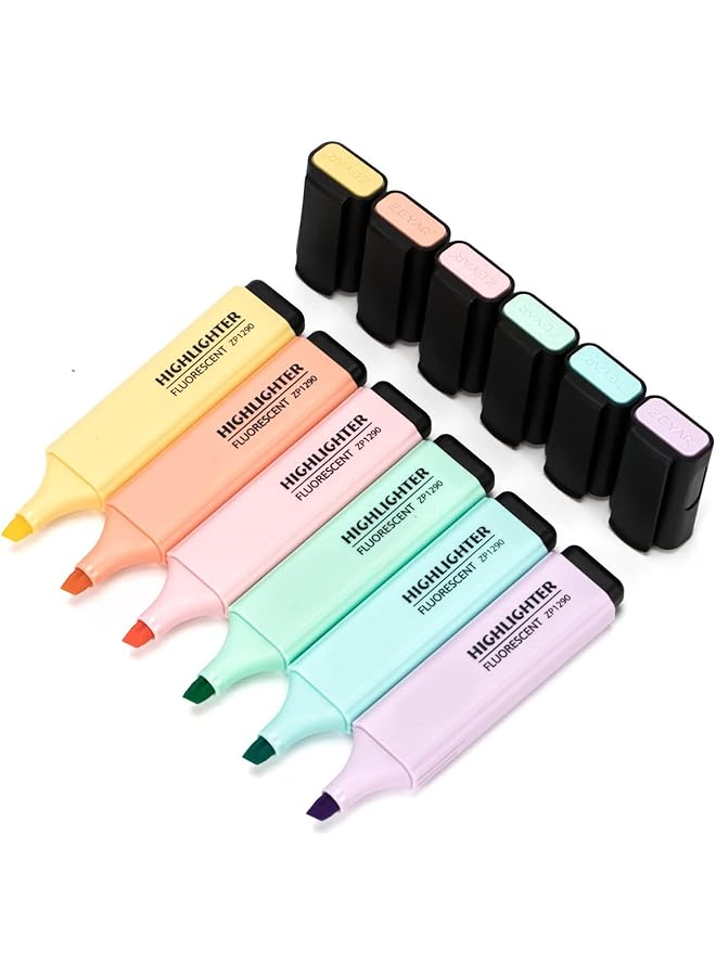 erorex Highlighters 6Colors Pastel Colors Highlighter Set Assorted Colors Highlighters Pens Chisel Tip Marker Pens For Adults Kids Students Journaling Highlighting Planner Notes Office School Supplies  - Image 1
