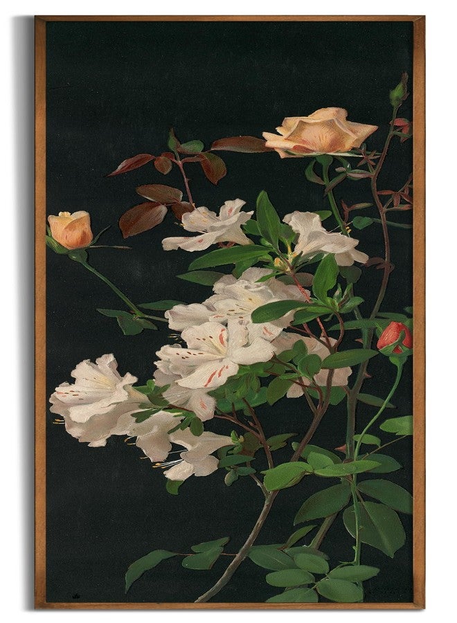 YUMKNOW Vintage Farmhouse French Country Bedroom Wall Decor Above Bed - 10x30" - Vertical Wall Art Over the Bed - Panoramic Flower Pictures Sign - Canvas Oil Painting Long Narrow Floral Botanical Wall Art - Image 1
