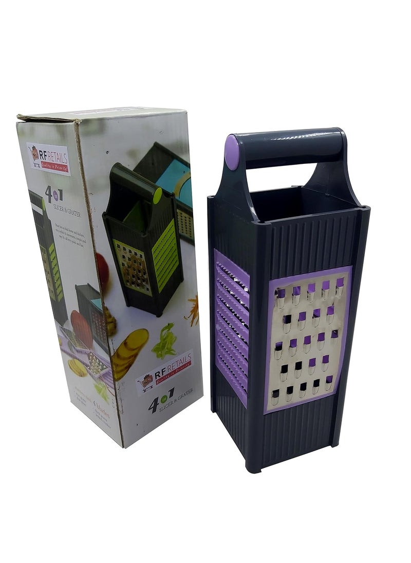 Generic RF Retails Premium NonBreakable Plastic 4 in 1 Multipurpose Vegetable Fruit Slicer Grater with Stainless Steel Blades for Kitchen Multicolor Random Color as per Stock Availability Pack of 1  - Image 2