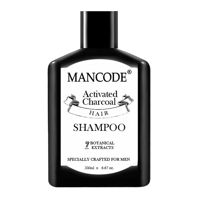 MAN CODE Mancode Charcoal Hair Shampoo For Men Infused With Activated Charcoal Helps To Deep Cleanse Soothe Scalp Repair Dry Damaged Hair 200Ml  - Image 1
