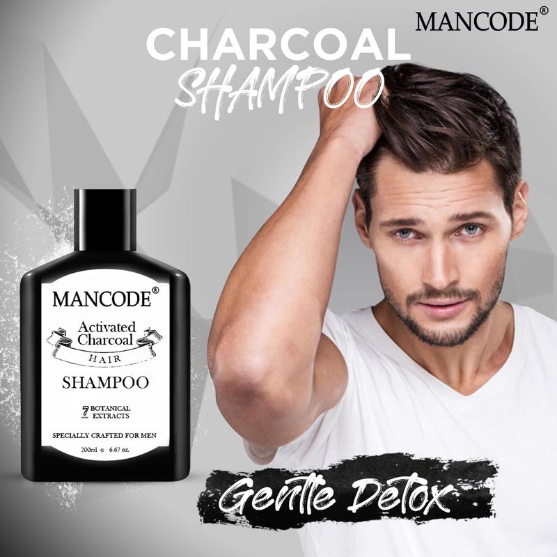 MAN CODE Mancode Charcoal Hair Shampoo For Men Infused With Activated Charcoal Helps To Deep Cleanse Soothe Scalp Repair Dry Damaged Hair 200Ml  - Image 3