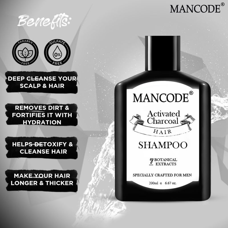 MAN CODE Mancode Charcoal Hair Shampoo For Men Infused With Activated Charcoal Helps To Deep Cleanse Soothe Scalp Repair Dry Damaged Hair 200Ml  - Image 5