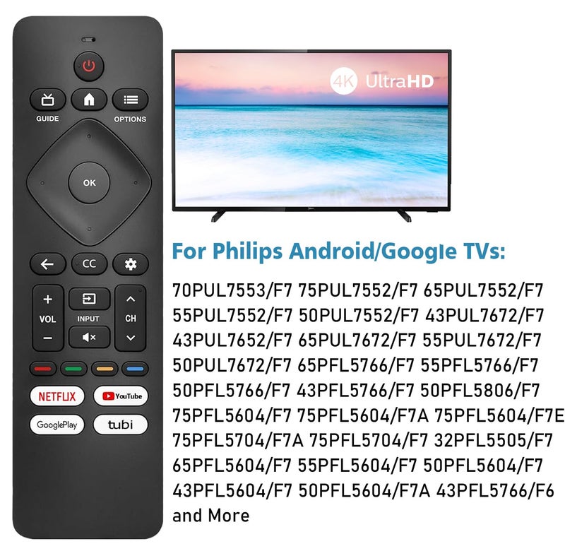 Amiroko Universal Remote Control for Philips Android/Google TV, Replacement for Philips Smart TVs (No Voice Function) - Image 3