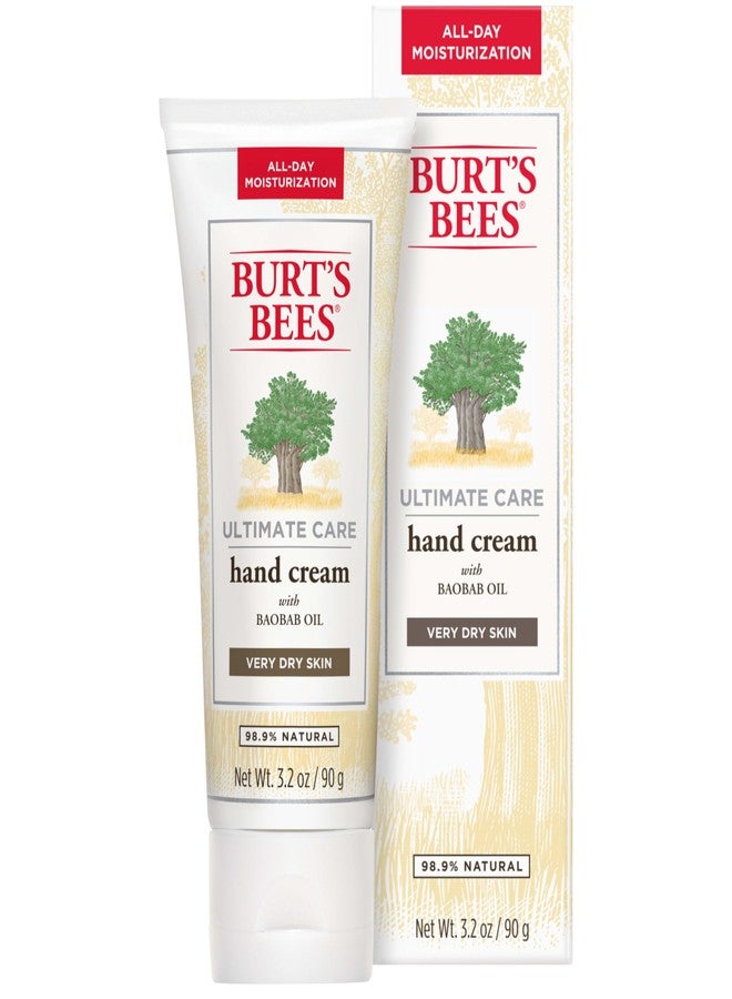 Burt's Bees Hand Cream for Dry Skin, Moisturizing Natural Lotion, Unscented, Ultimate Care with Baboab Oil, 3.2 Ounce (Packaging May Vary) - Image 1