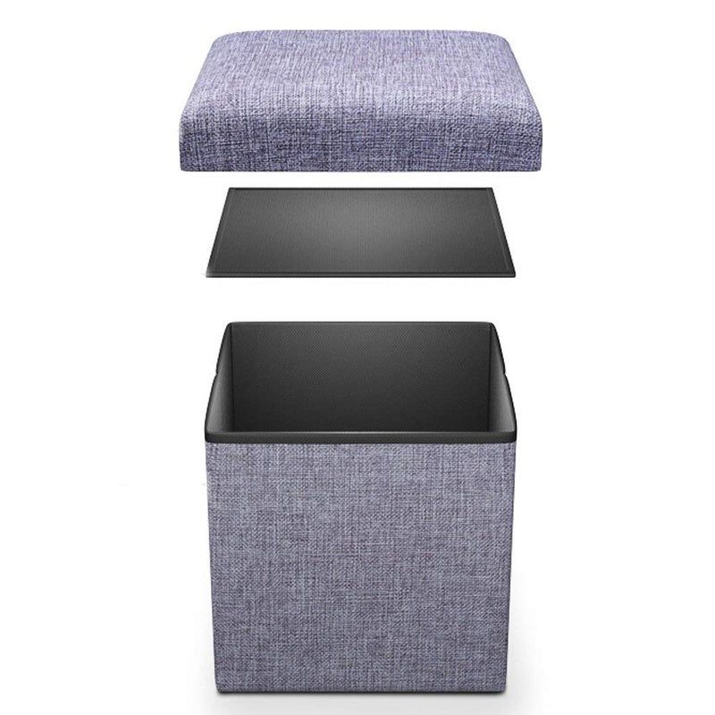 BIYALI Foldable Storage Ottoman Cube Fabric Foot Rest Stool Toys Storage Box Square Shape Laundry Basket Boxwith Top Cover Lid Storage Sitting Stool 1 Pcs - Image 4