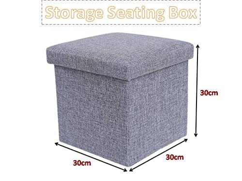 BIYALI Foldable Storage Ottoman Cube Fabric Foot Rest Stool Toys Storage Box Square Shape Laundry Basket Boxwith Top Cover Lid Storage Sitting Stool 1 Pcs - Image 3