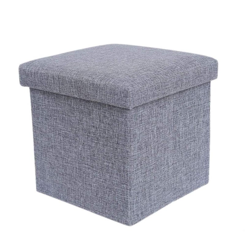 BIYALI Foldable Storage Ottoman Cube Fabric Foot Rest Stool Toys Storage Box Square Shape Laundry Basket Boxwith Top Cover Lid Storage Sitting Stool 1 Pcs - Image 1
