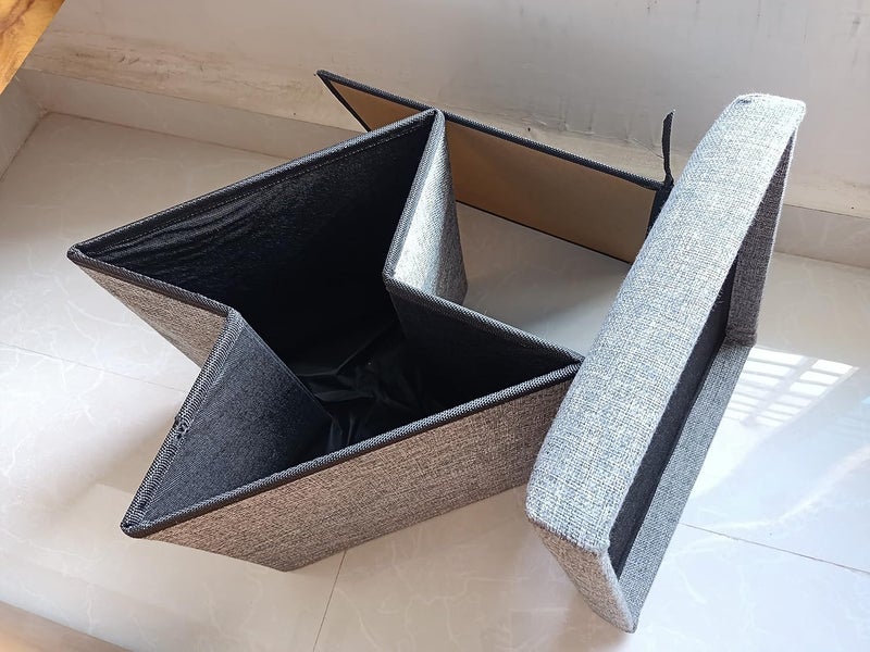 BIYALI Foldable Storage Ottoman Cube Fabric Foot Rest Stool Toys Storage Box Square Shape Laundry Basket Boxwith Top Cover Lid Storage Sitting Stool 1 Pcs - Image 2