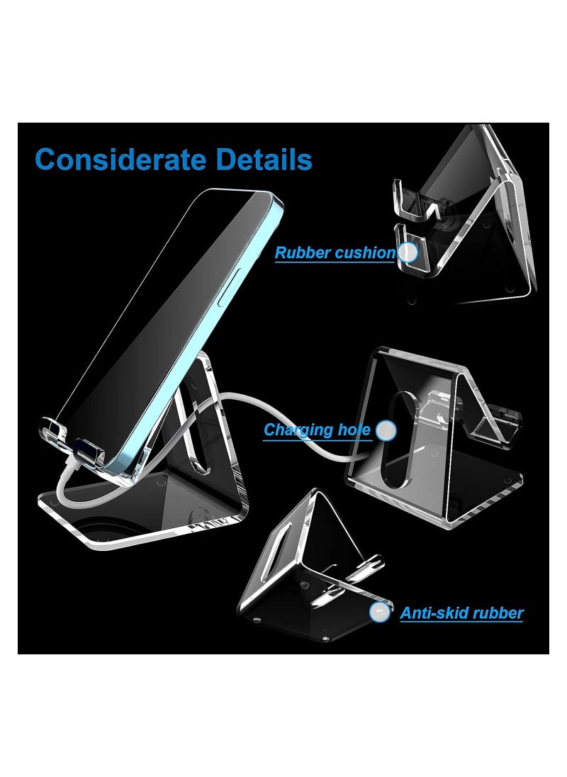 Generic - Acrylic Cell Phone Stand, Portable Phone Holder, Clear Phhone Stand for Desk, Compatible with Phone 12 Pro Max Mini 11 Xr 8 Plus SE, Switch, Android Smartphone, Pad, Tablet, Desk Accessories Clear - Image 1