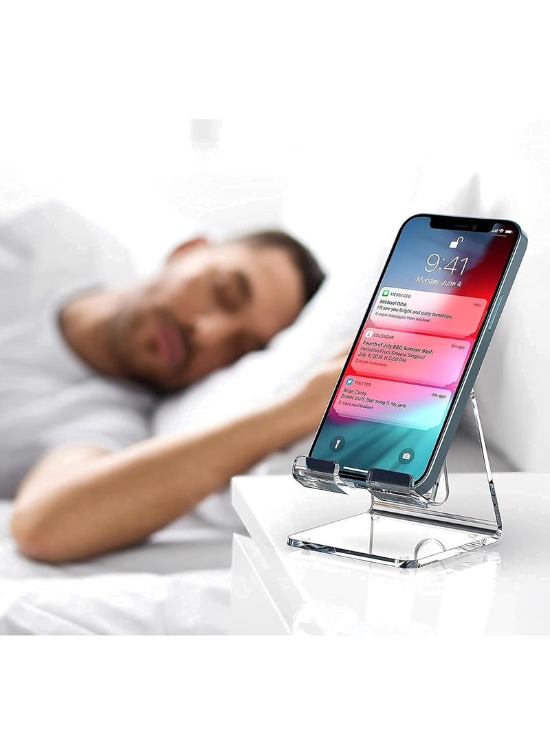 Generic - Acrylic Cell Phone Stand, Portable Phone Holder, Clear Phhone Stand for Desk, Compatible with Phone 12 Pro Max Mini 11 Xr 8 Plus SE, Switch, Android Smartphone, Pad, Tablet, Desk Accessories Clear - Image 1