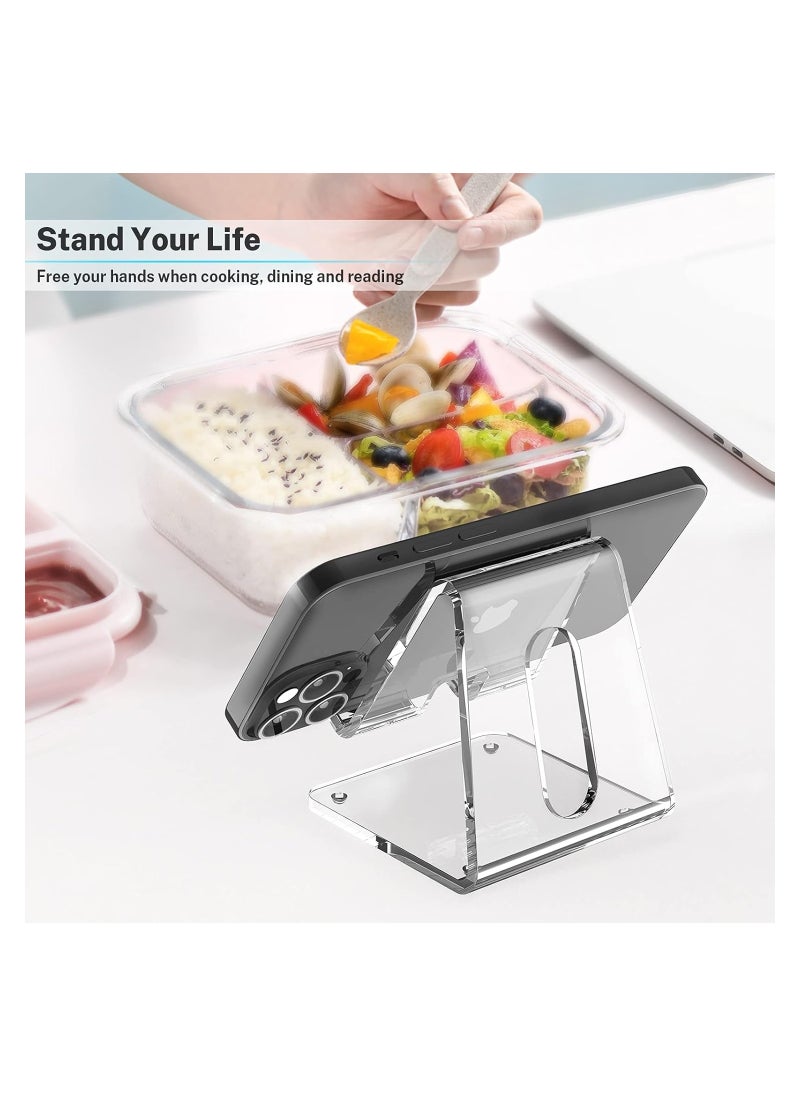 Generic - Acrylic Cell Phone Stand, Portable Phone Holder, Clear Phhone Stand for Desk, Compatible with Phone 12 Pro Max Mini 11 Xr 8 Plus SE, Switch, Android Smartphone, Pad, Tablet, Desk Accessories Clear - Image 1