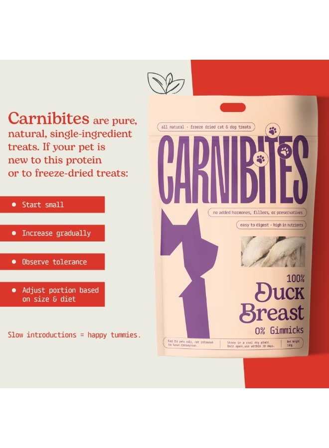 Carnibites Freeze-Dried Duck Breast – 100% Natural Single-Ingredient Snacks for Cats & Dogs – High-Protein, Grain-Free, All-Natural Pet Snacks (100g) - Image 3