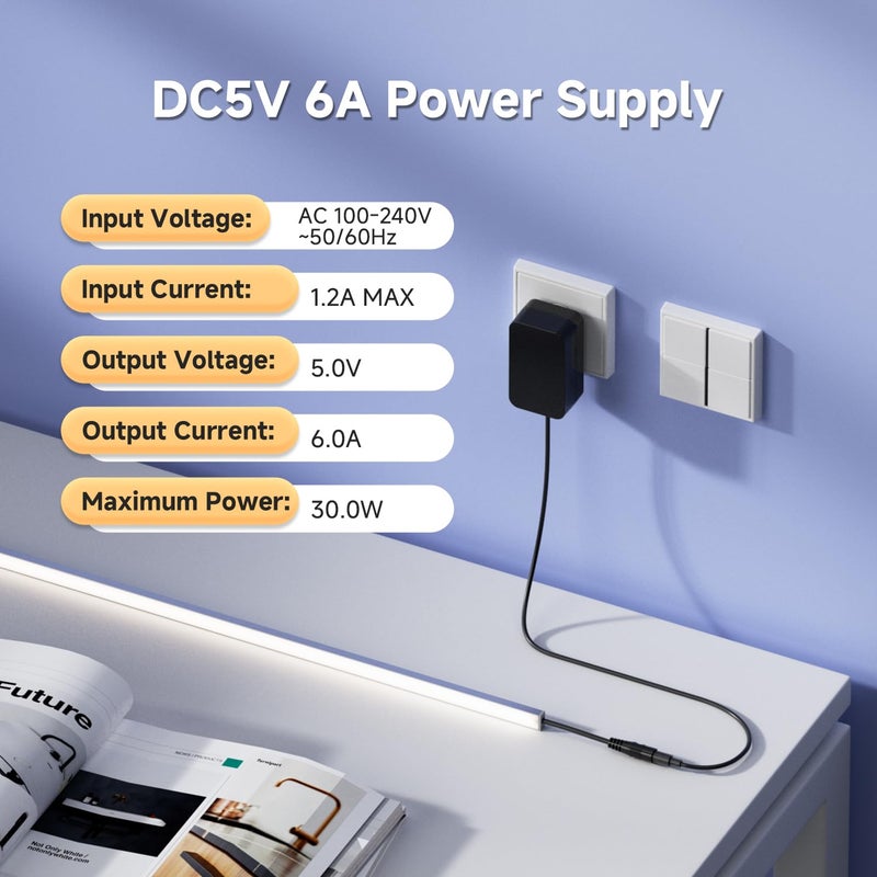 BTF-LIGHTING 5V 6A 30W Power Supply Adapter ETL Listed 100-240V AC to 5V DC Converter Class 2 Power Supply, 5.5x2.1mm Jack for for Low Voltage LED Strip Lights, CCTV, Router, Electronics - Image 5
