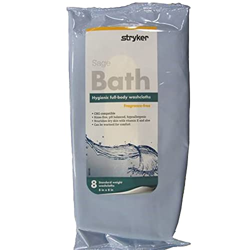 Sage Impreva Bath Cleansing Washcloths 1 package 8 cloths Rinse Free Disposable Bathing Wipes Hypoallergenic Standard weight