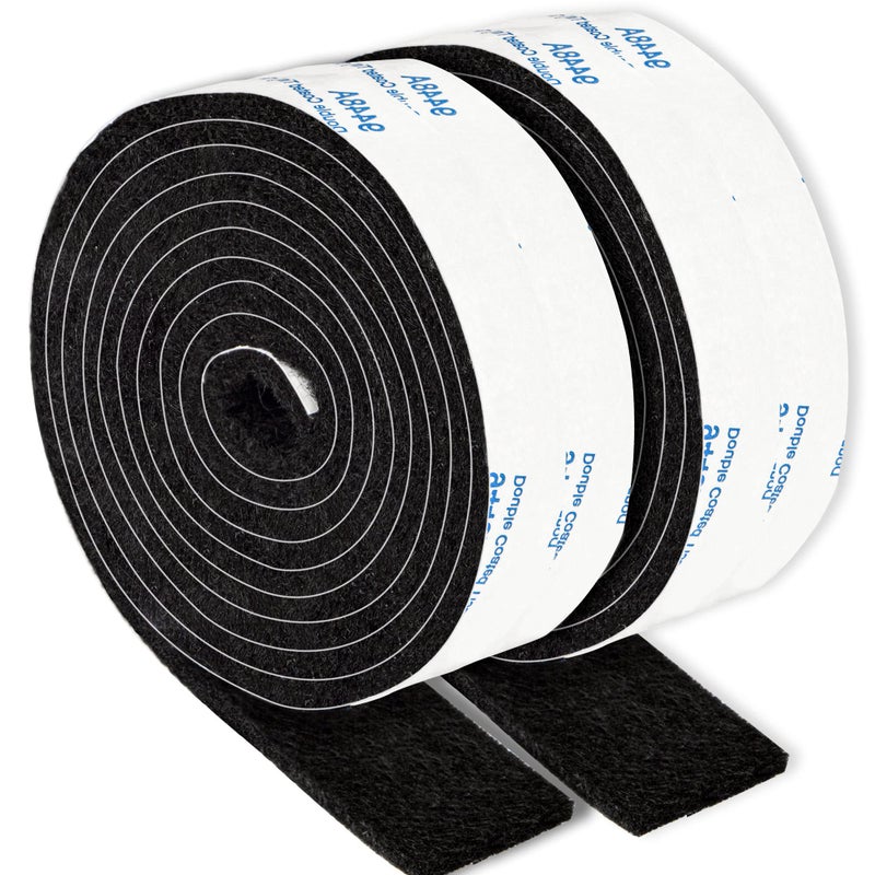 PremiFix Felt Strips with Adhesive Backing, 2 Felt Rolls 1x 60 Inches Black, Felt Tape with Adhesive Backing, Furniture Felt Strips - Image 1