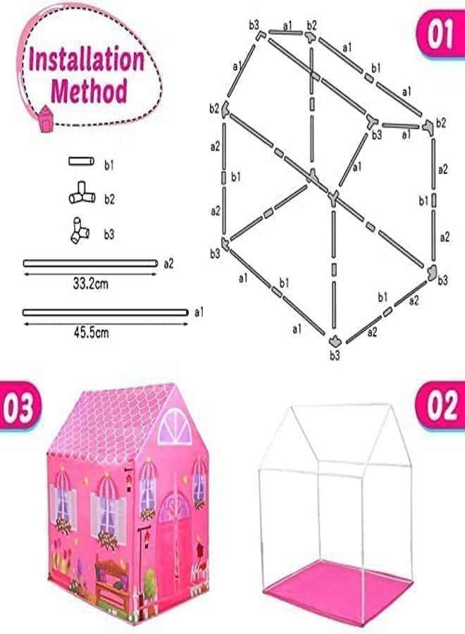 COMYTRICKS Queen Palace Theme Theme Tent House for Kids Jumbo Size Extremely Light Weight, Water Proof Frozen Kids Theme Play Theme Tent House for Girls and Boys. (A Doll House) Pink Color - Image 3
