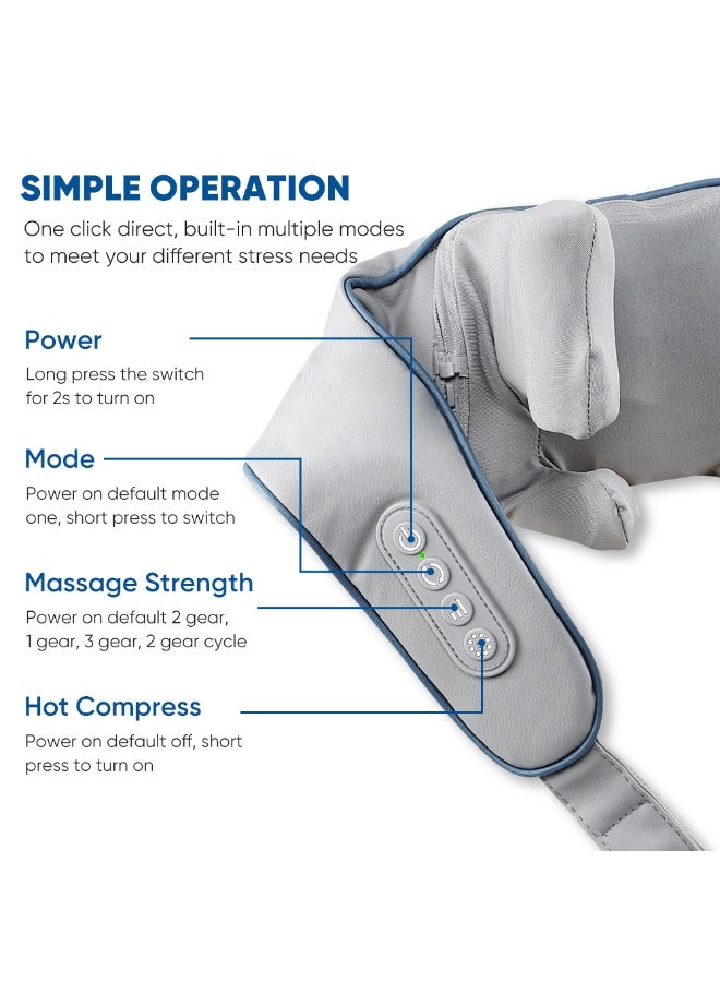 Prime by javaudan Electric Shiatsu Mini Kneading Neck Massager Shoulder And Neck Hot Compress Massager Back Foot Waist Abdominal Body Massager with Heat Vibration Deep Tissue 3D Cervical Kneading Pillow For Muscle Pain Relief - Home and Car - Image 3