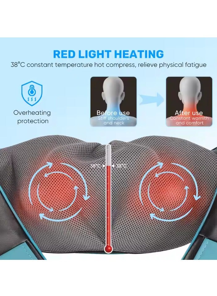 برايم بي جافاودان جهاز تدليك شياتسو كهربائي صغير للرقبة والكتف والرقبة على شكل حرف U للاستخدام المنزلي والسيارة مع ضغط ساخن على الظهر والقدم والخصر والبطن ووسادة اهتزاز حرارية لتخفيف آلام العضلات - Image 2