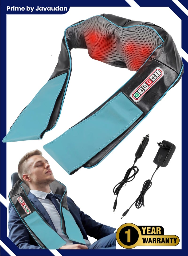 برايم بي جافاودان جهاز تدليك شياتسو كهربائي صغير للرقبة والكتف والرقبة على شكل حرف U للاستخدام المنزلي والسيارة مع ضغط ساخن على الظهر والقدم والخصر والبطن ووسادة اهتزاز حرارية لتخفيف آلام العضلات - Image 1