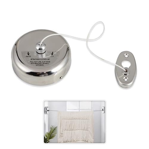 FreshDcart Pull Out Cloth Drying Rope Heavy Duty Clothes Drying Wire Clothes Line Wall Mounted for Hotel Bathroom Laundry Room Balcony Terrace (3 Meter, 1Pc) - Image 2