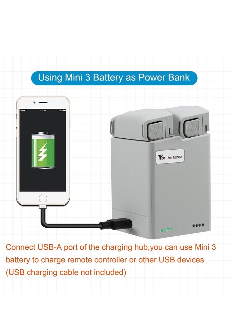 Captaintech For Mini 3 Pro Drone Battery Charger, Two-Way Quick Charging Hub for Mini 3 Pro, Portable USB Charger, Compatible with DJI Mini 3 / Mini 3 Pro RC Quadcopter, Support PD, QC3.0 Fast Charging - Image 3