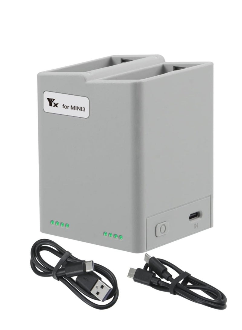 Captaintech For Mini 3 Pro Drone Battery Charger, Two-Way Quick Charging Hub for Mini 3 Pro, Portable USB Charger, Compatible with DJI Mini 3 / Mini 3 Pro RC Quadcopter, Support PD, QC3.0 Fast Charging - Image 1