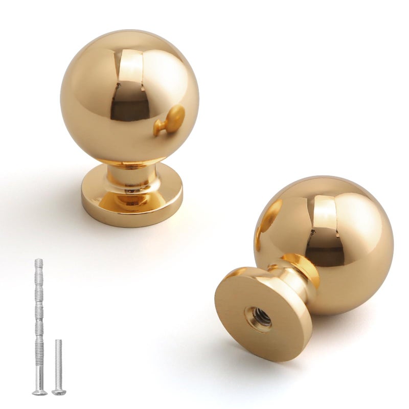 YAGU Modern 10 Pack Polished Brass Kitchen Drawer Knobs Cabinet Pulls Bright Gold Dresser Furniture Hardware for Cupboard Door Wardrobe Closet - Image 2